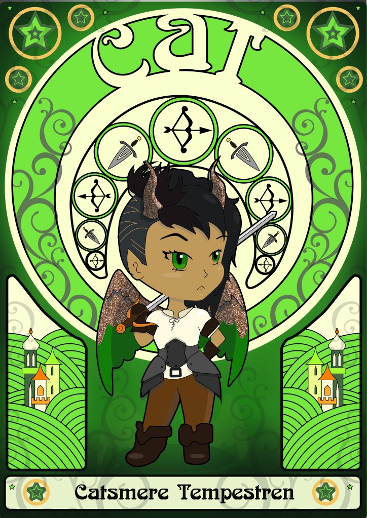 Art nouveau character card for Catsmere