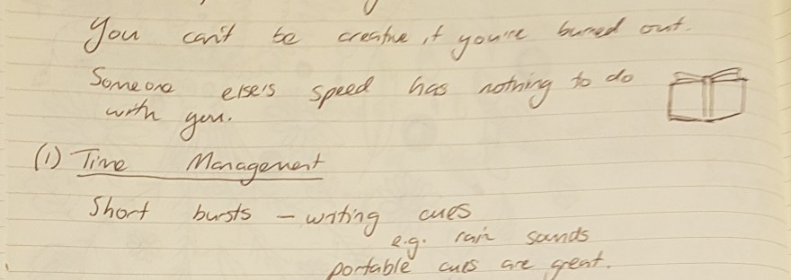 Half a page of handwritten notes under the heading "Productivity and Balance"